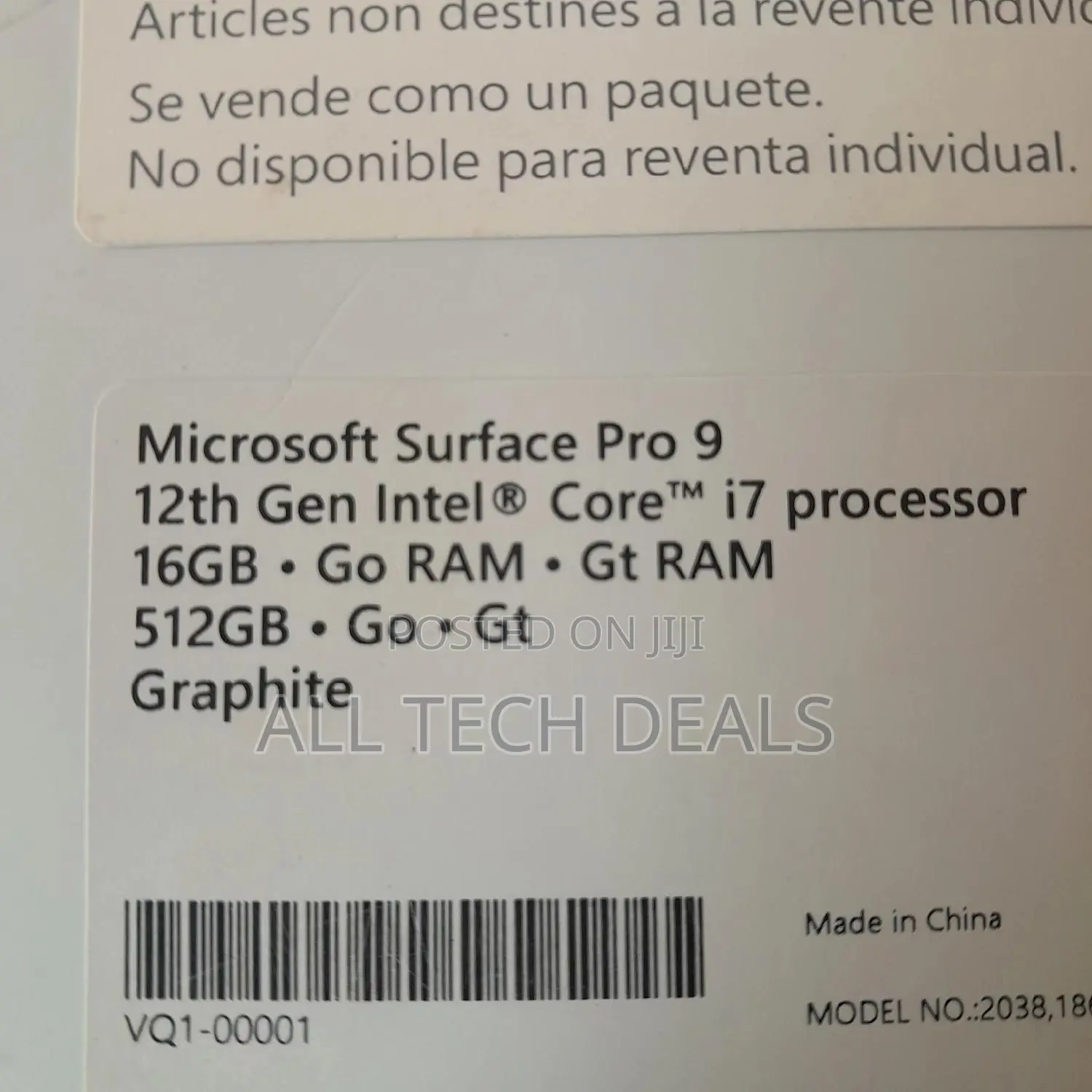 New Laptop Microsoft Surface Pro 9 16GB Intel Core I7 SSD 512GB