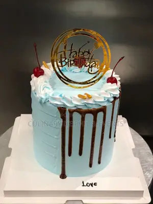 Blue and Chocolate Dripped Cake