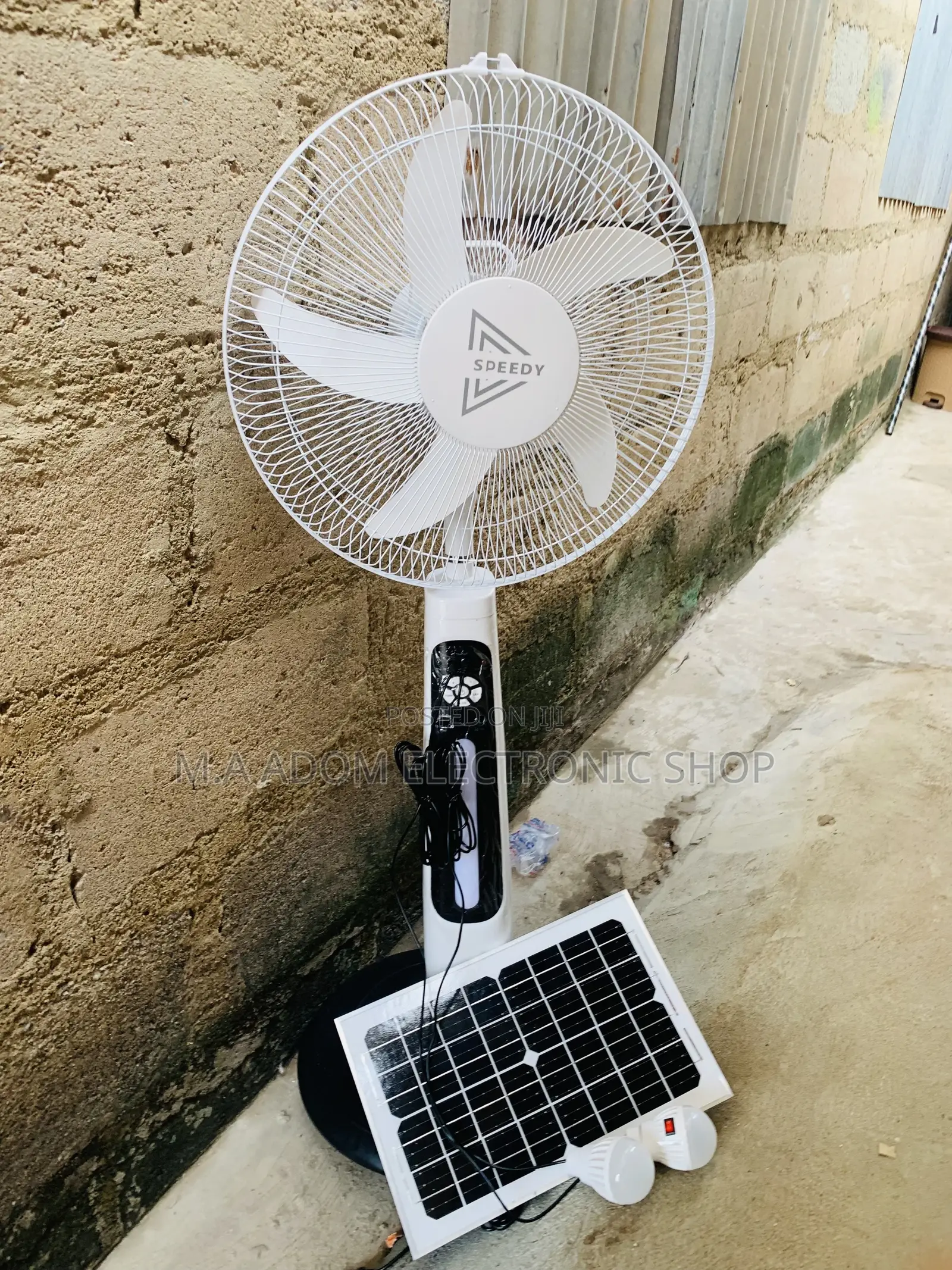 Authentic Speedy Electric Rechargeable Standing Fan(White).