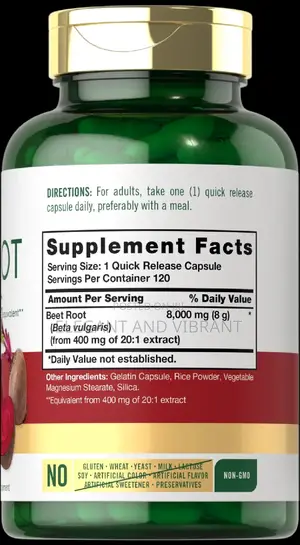 Beet Root Caps | 8000mg | 120 Count | Non-Gmo, Gluten Free
