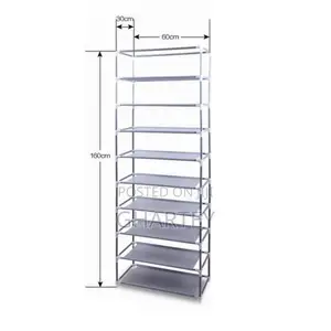 Portable Collapsible 10 Layers Shoe Rack Pink
