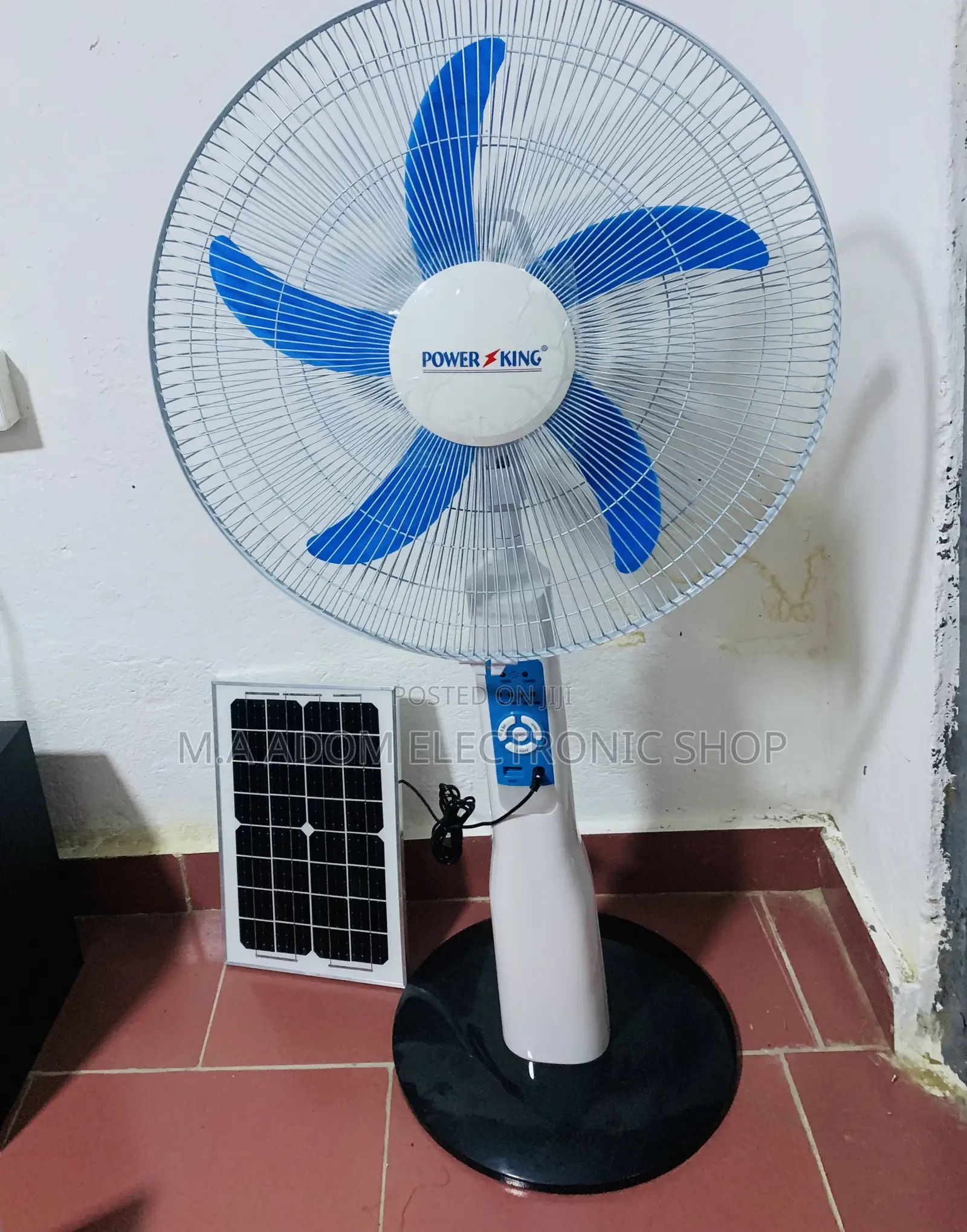 Energy Sufficient Power King Rechargeable Fan + Solar Panel.