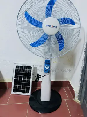 Power King Rechargeable Standing Fan With Solar Panel.