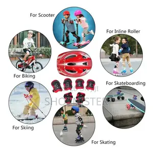 7pcs Kids Boys Safety Helmet Knee Elbow Pad Sets Cycling