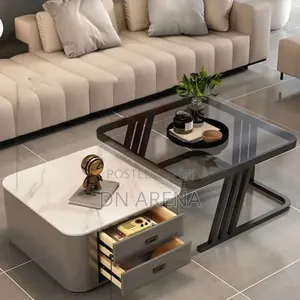 Luxurious Twin Mable Glass Top Center Table