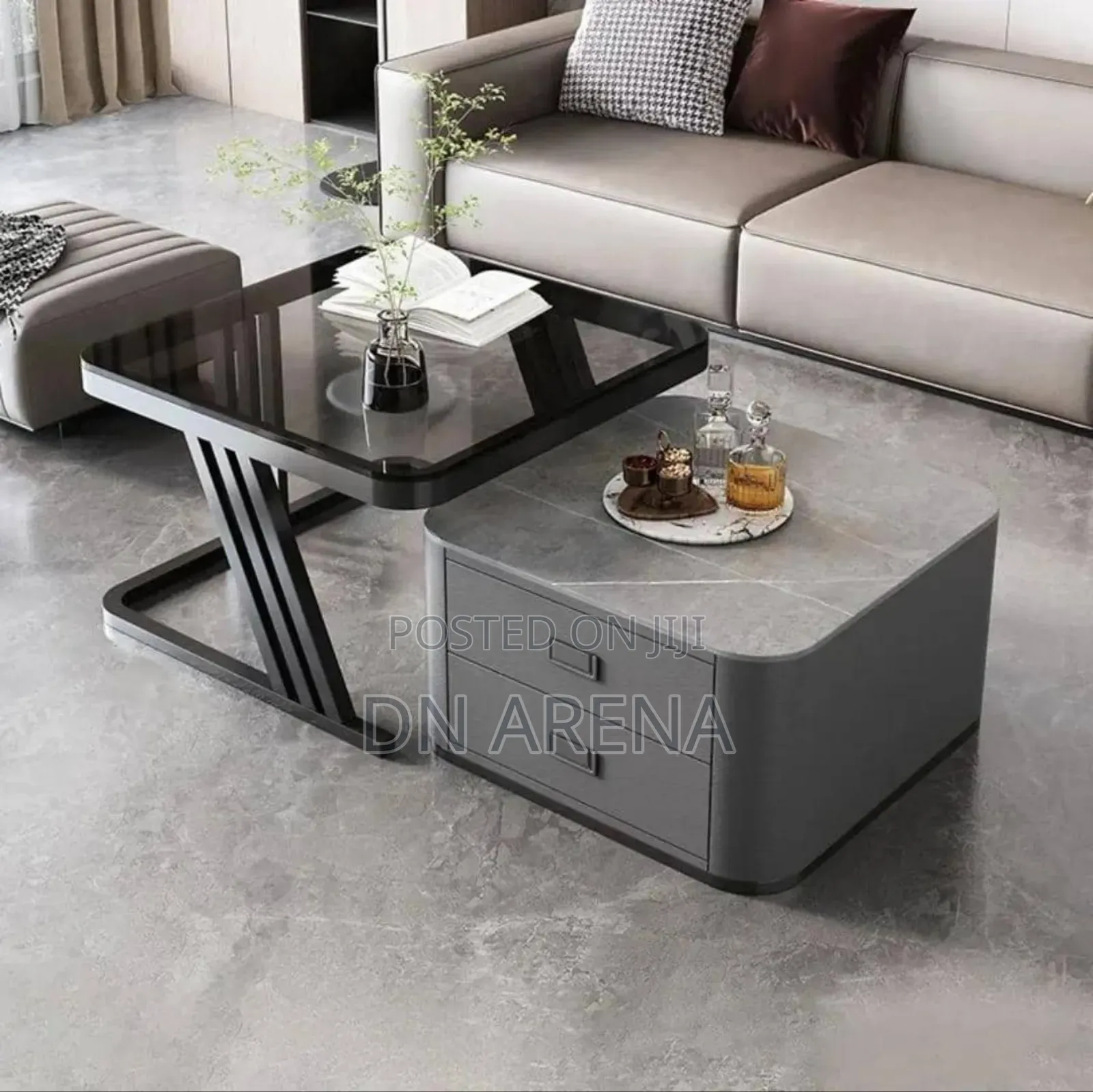 Luxurious Twin Mable Glass Top Center Table