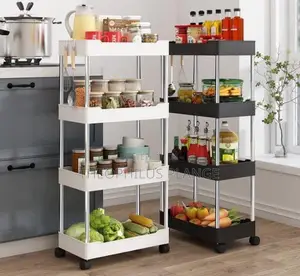 Movable Kitchen/Bathroom Storage Unit,4 Storage Layers Rack