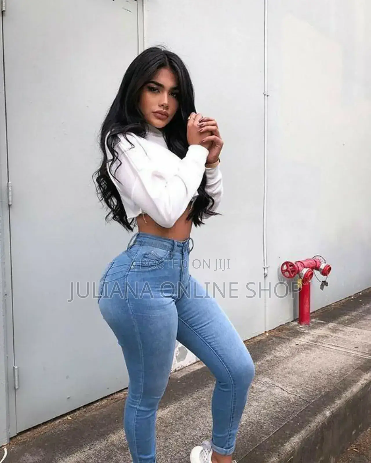 Ladies High Waist Jeans Trousers