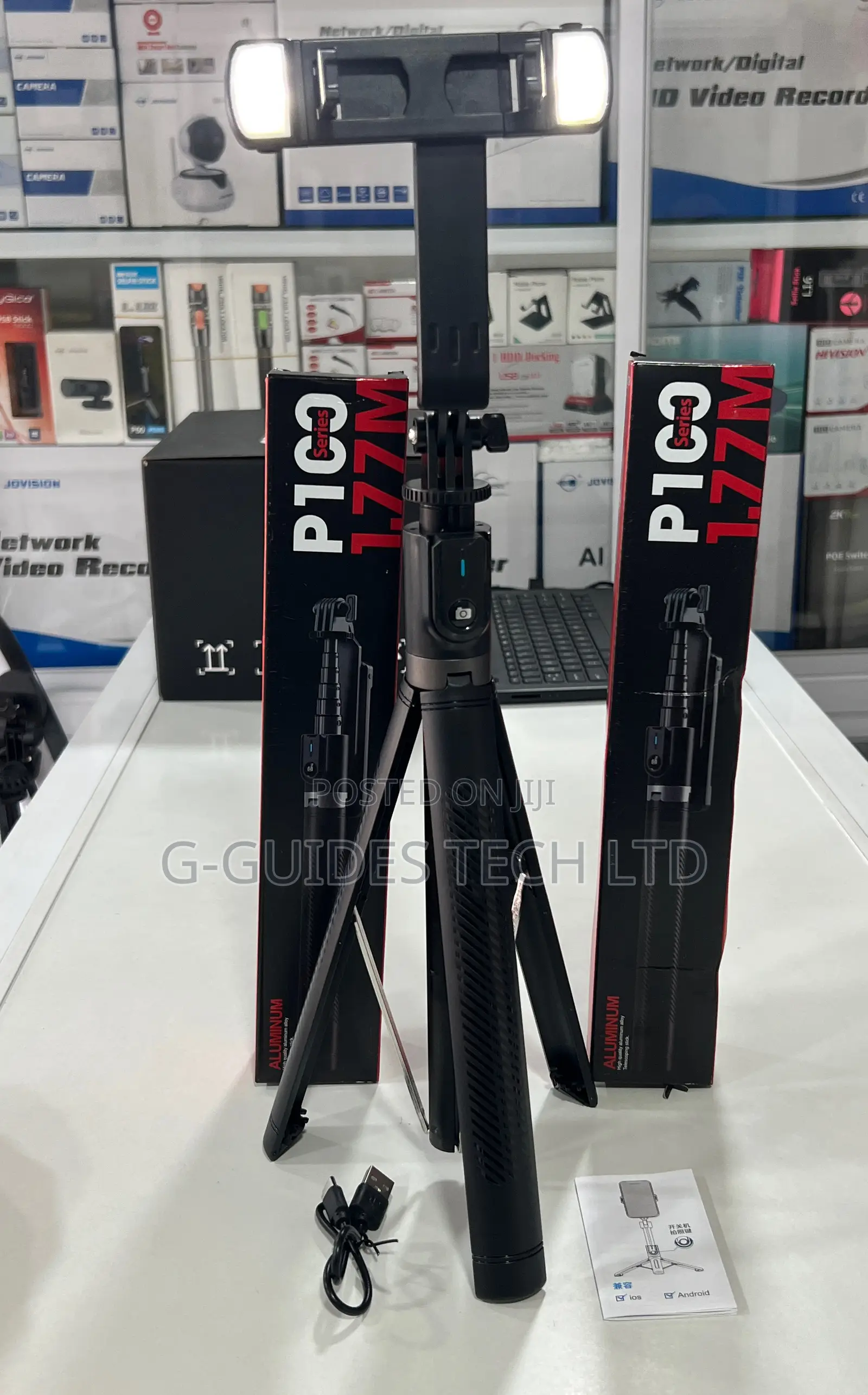 P100 Selfie Stick 1.77m With Bluetooth and 2 Led Light