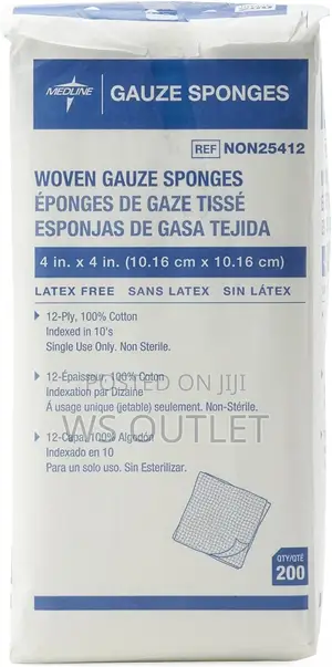 Medline Sterile Woven Gauze Sponges. 12-Ply 4x4 in (10.1cm X