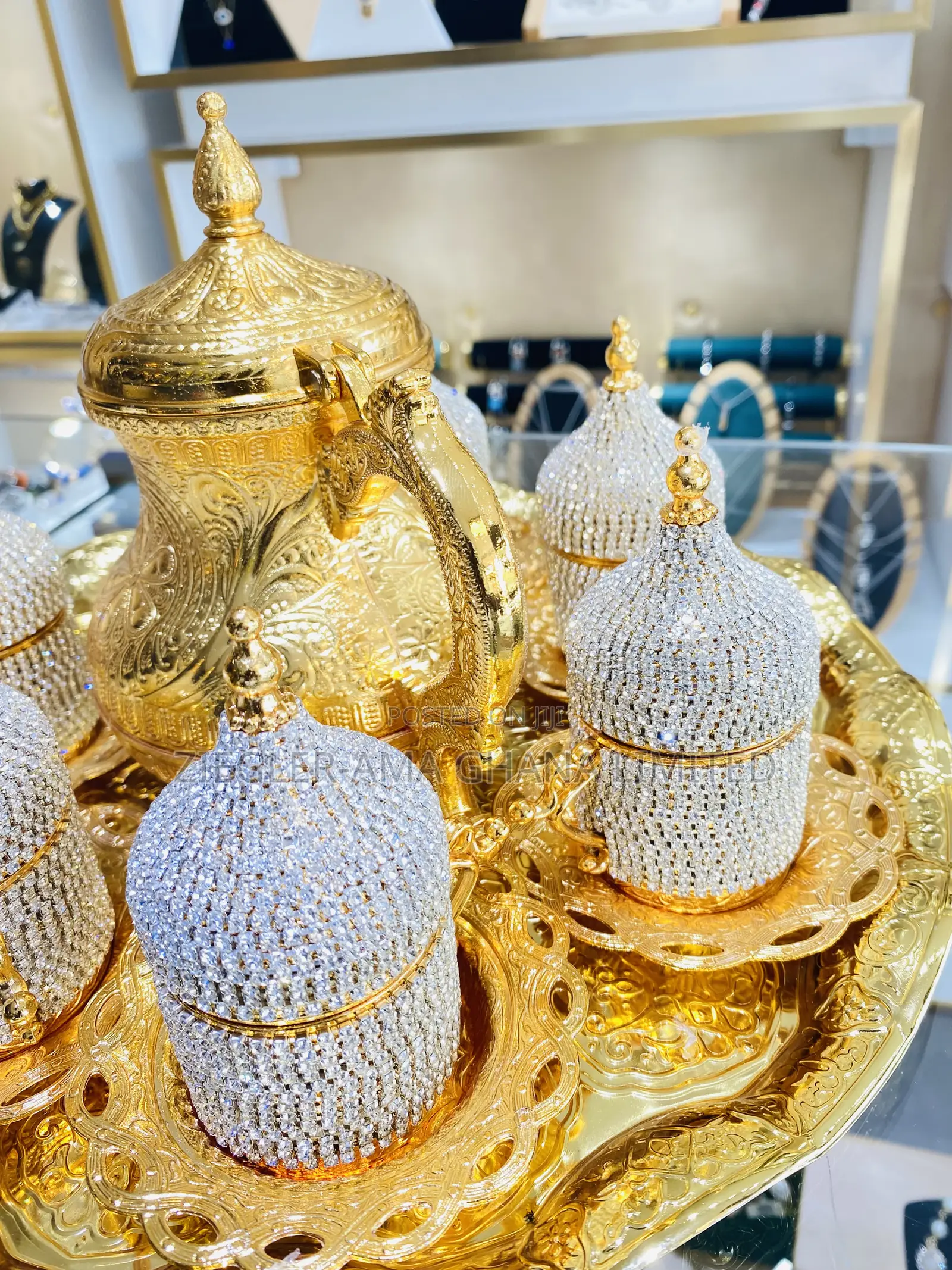 Crystal Gold Turkish Tea Set