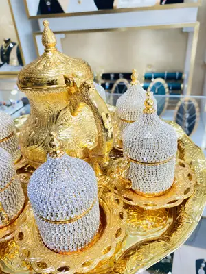 Crystal Gold Turkish Tea Set