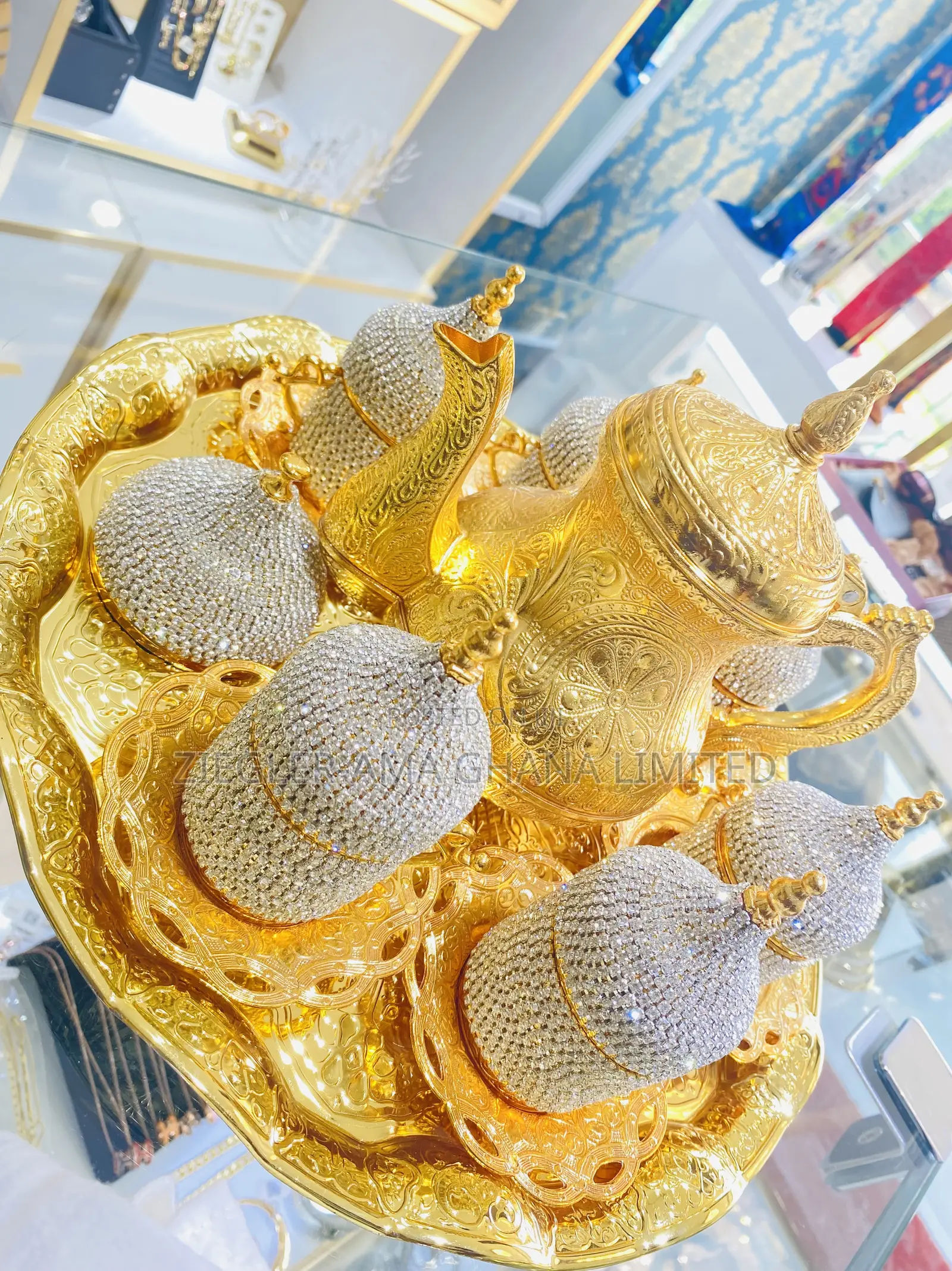 Crystal Gold Turkish Tea Set