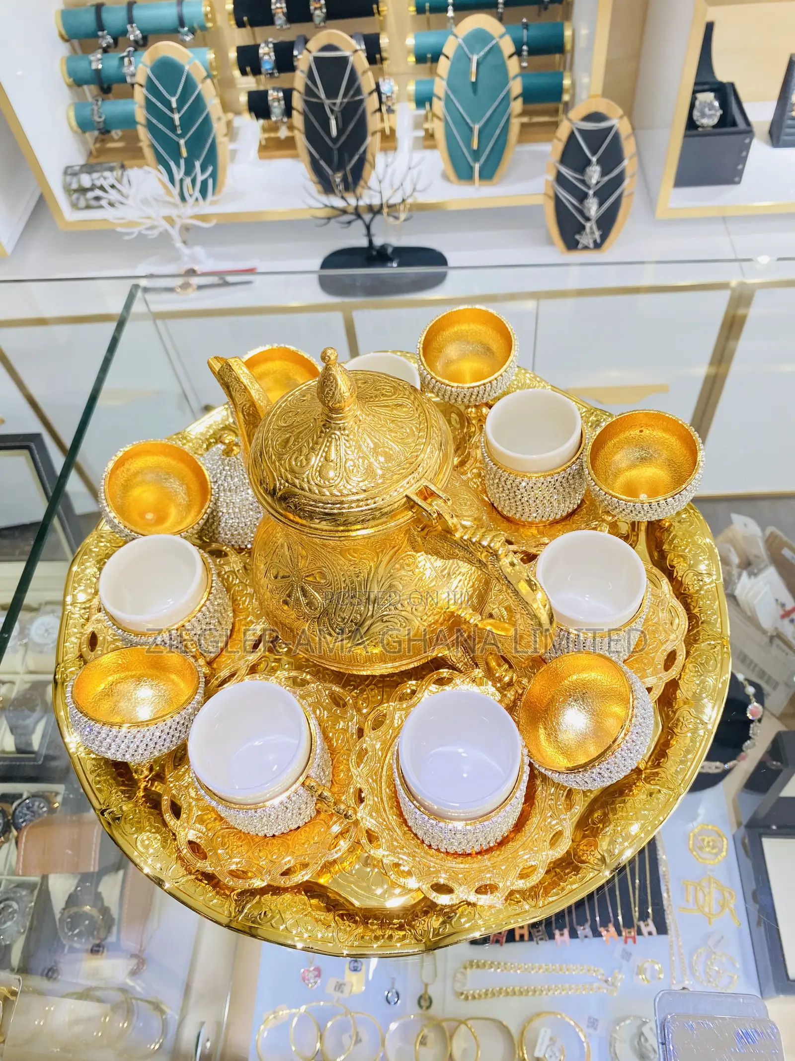 Crystal Gold Turkish Tea Set