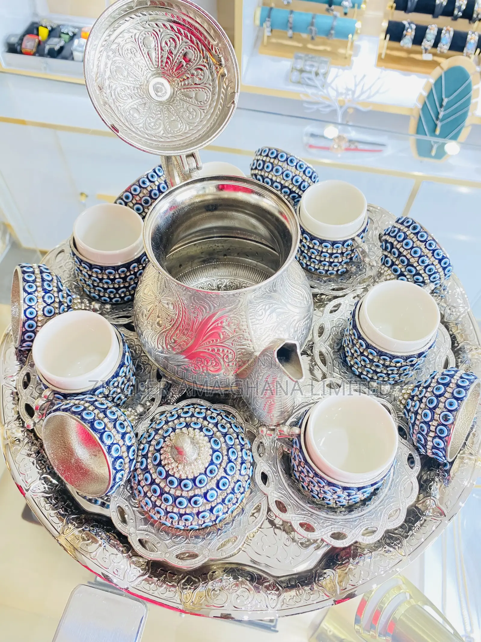 Crystal Gold Turkish Tea Set