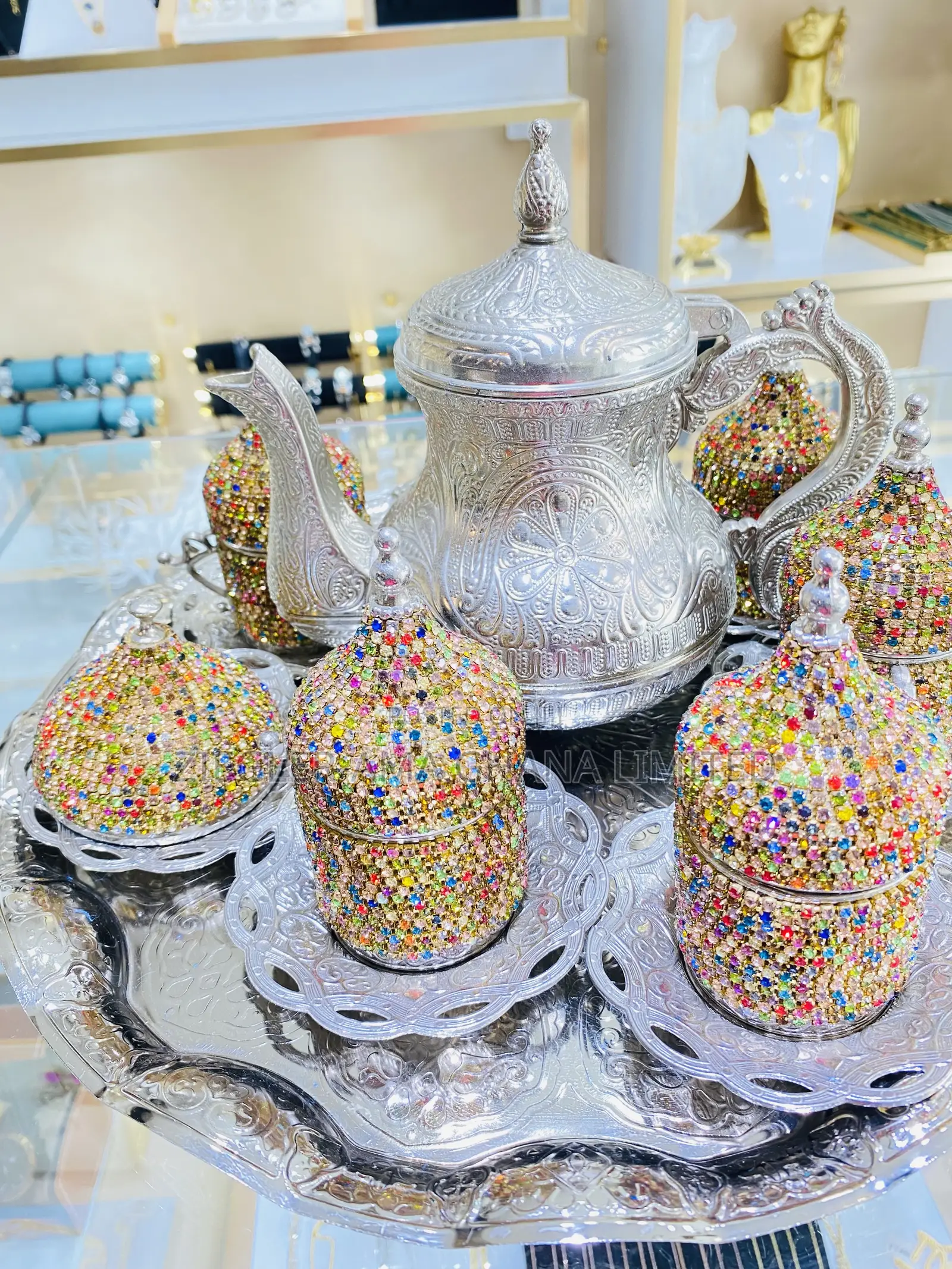 Crystal Gold Turkish Tea Set
