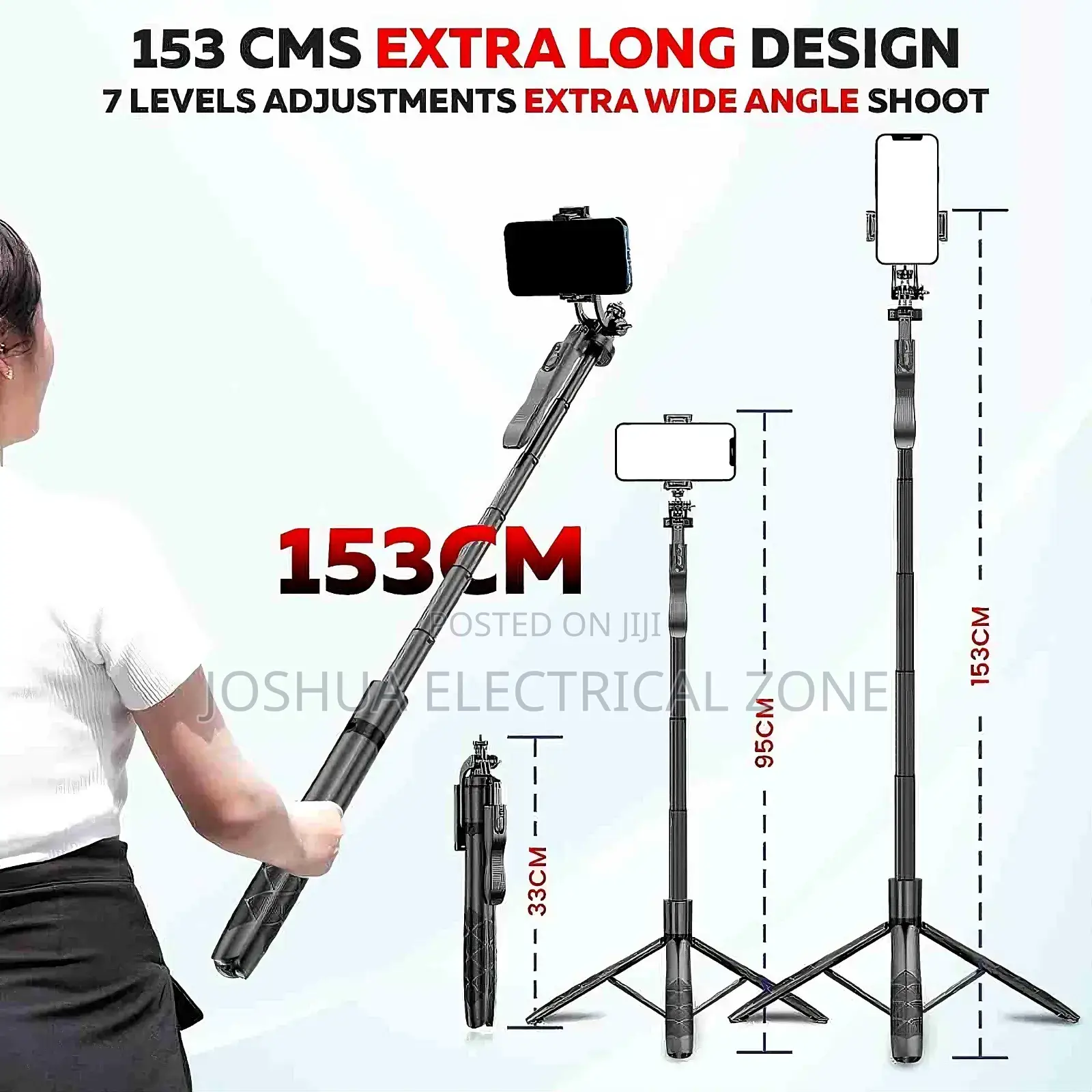 Selfie Stick Tripod 360° Balance Handle. 153cm Long. L16
