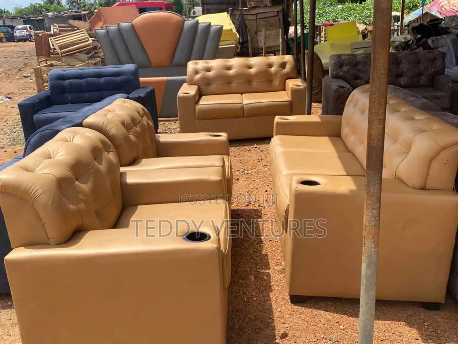 Quality Leather Sofa Set( Free Delivery)