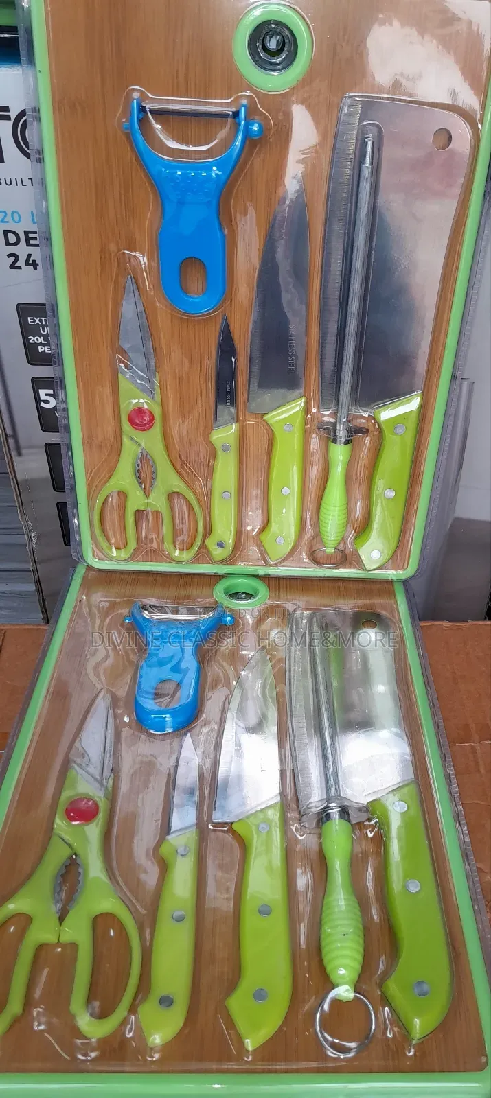 7pcs Knives, Scissors, Peeler and Chopping Board Set