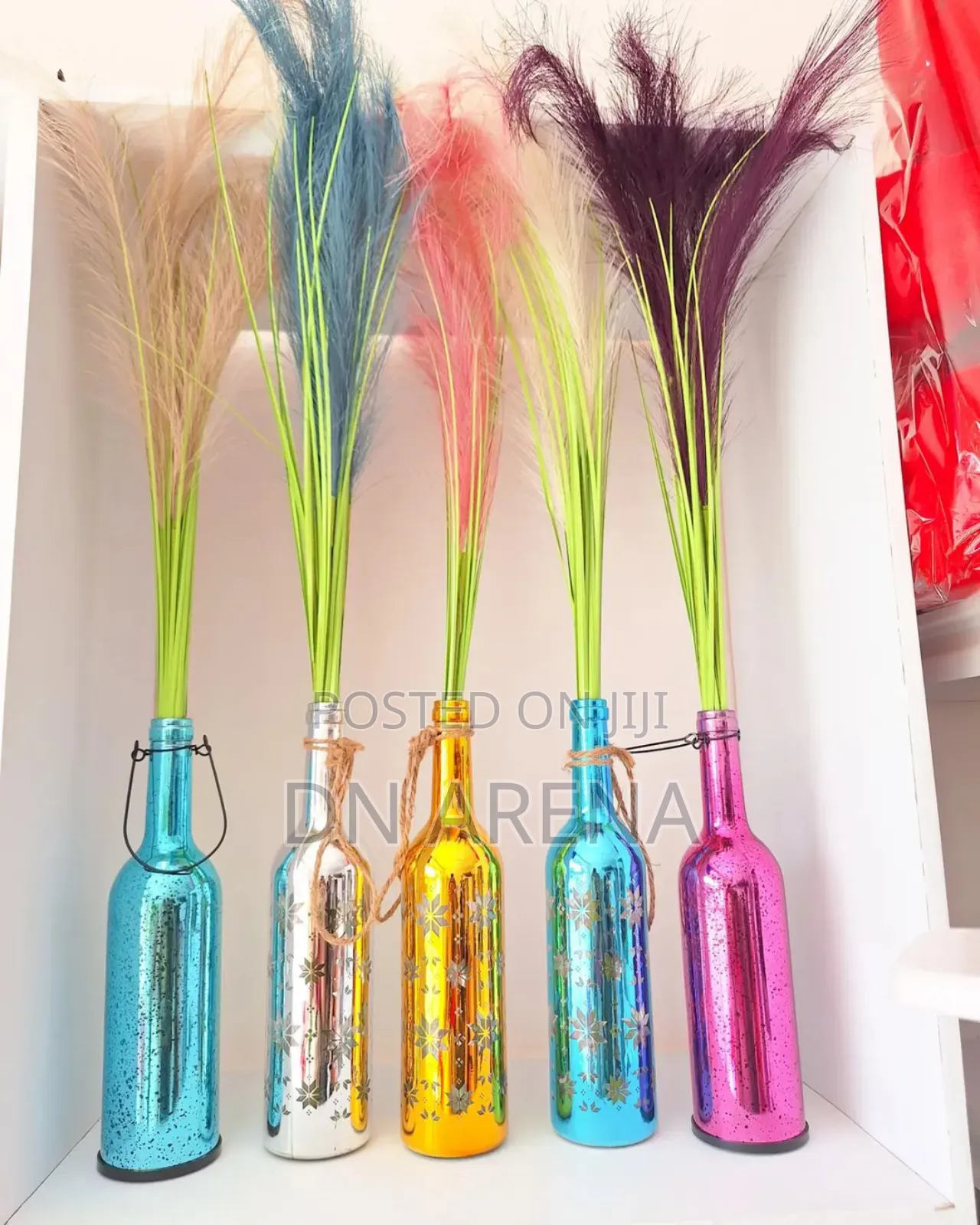 Colorful Pampas Grass in a Bottle 100cn