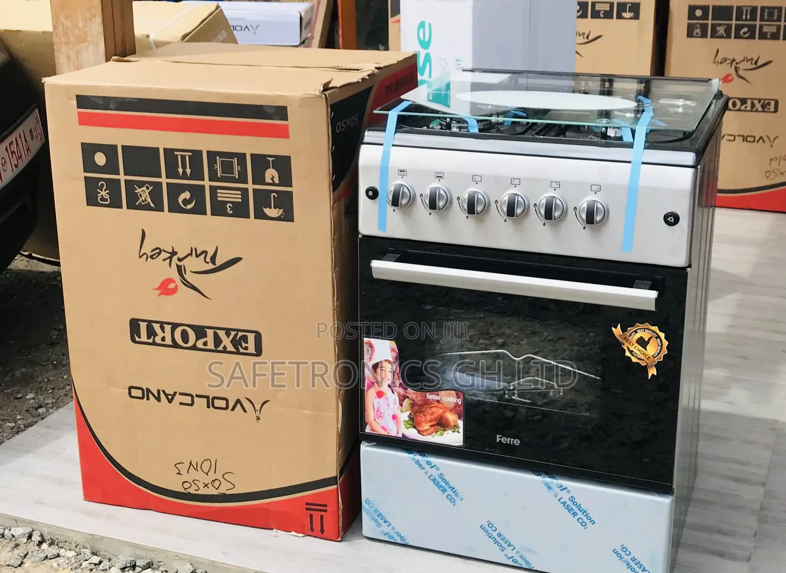 60by60 Ferre Reliable 4 Gas Cooker Oven With Grill Gray