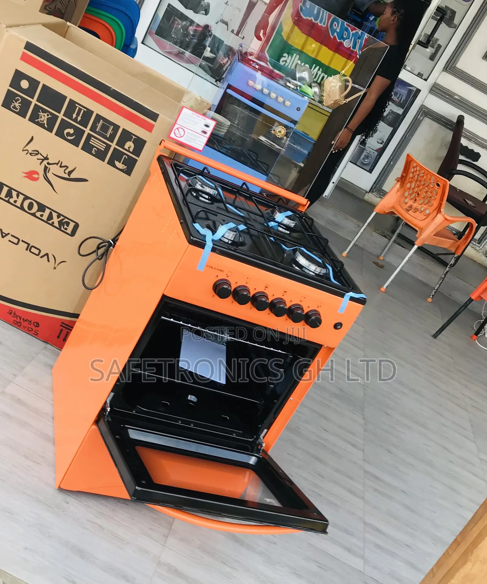 4 Gas Cooker Oven With Grill Volcano Orange 50by50 