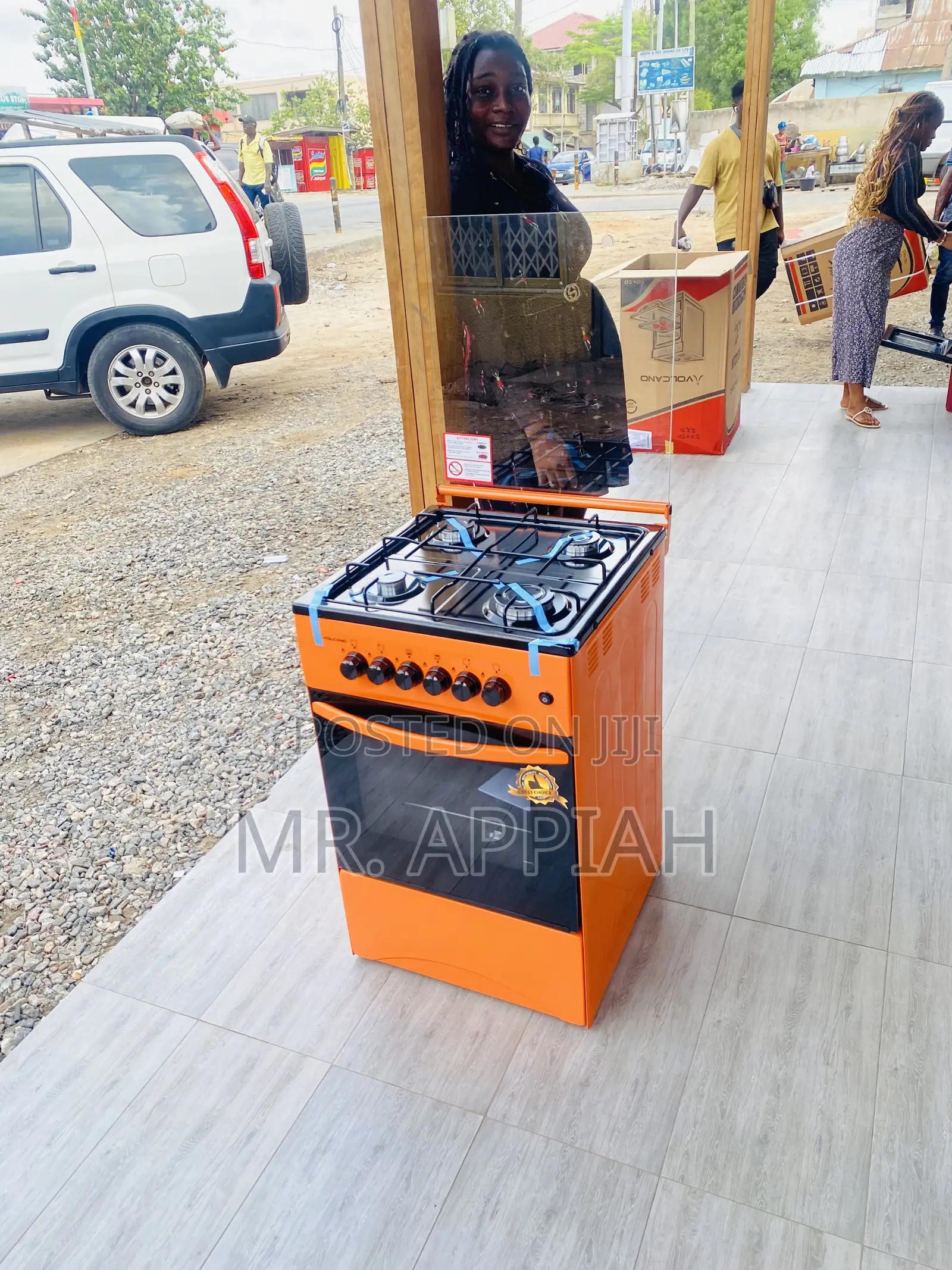 Quality Volcano 4 Gas Burner With and Oven(50x50)Orange.