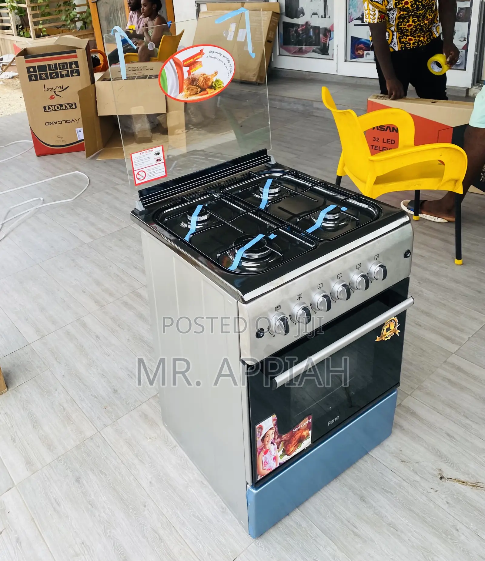 Adorable Ferre 60x60 Gas Oven 4 Burner(Gray).