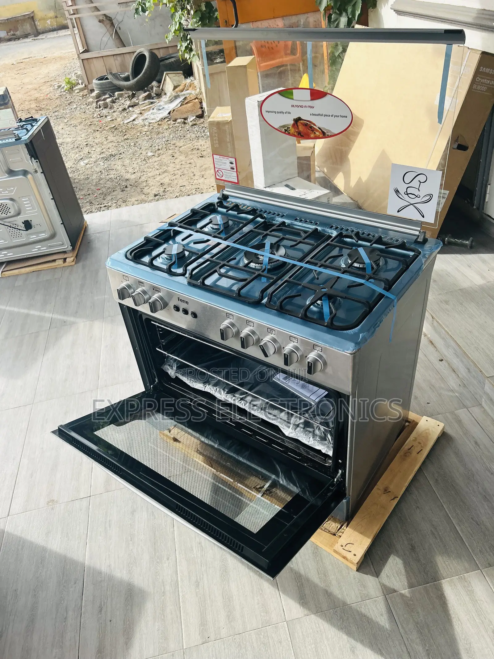 Turkish Made Grey 60/90 5burner Oven Rotisserie