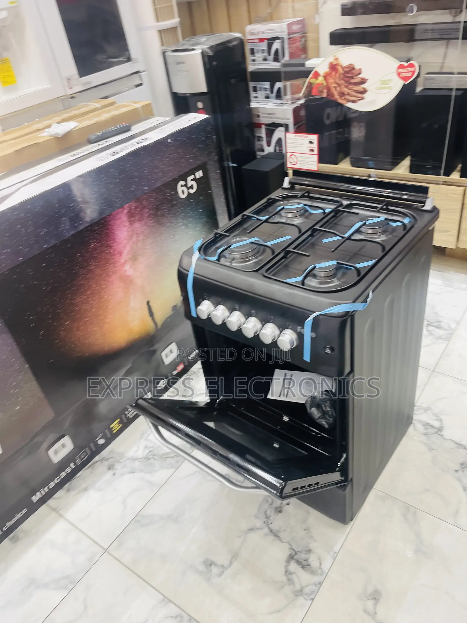 Multi Functional Gas Cooker Oven Black 50/50 4burner