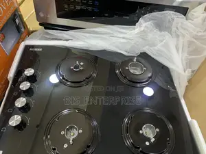 Glass Surface 4 Burner Gas Cooker Built In Black