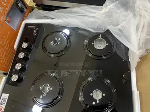 Glass Surface 4 Burner Gas Cooker Built In Black