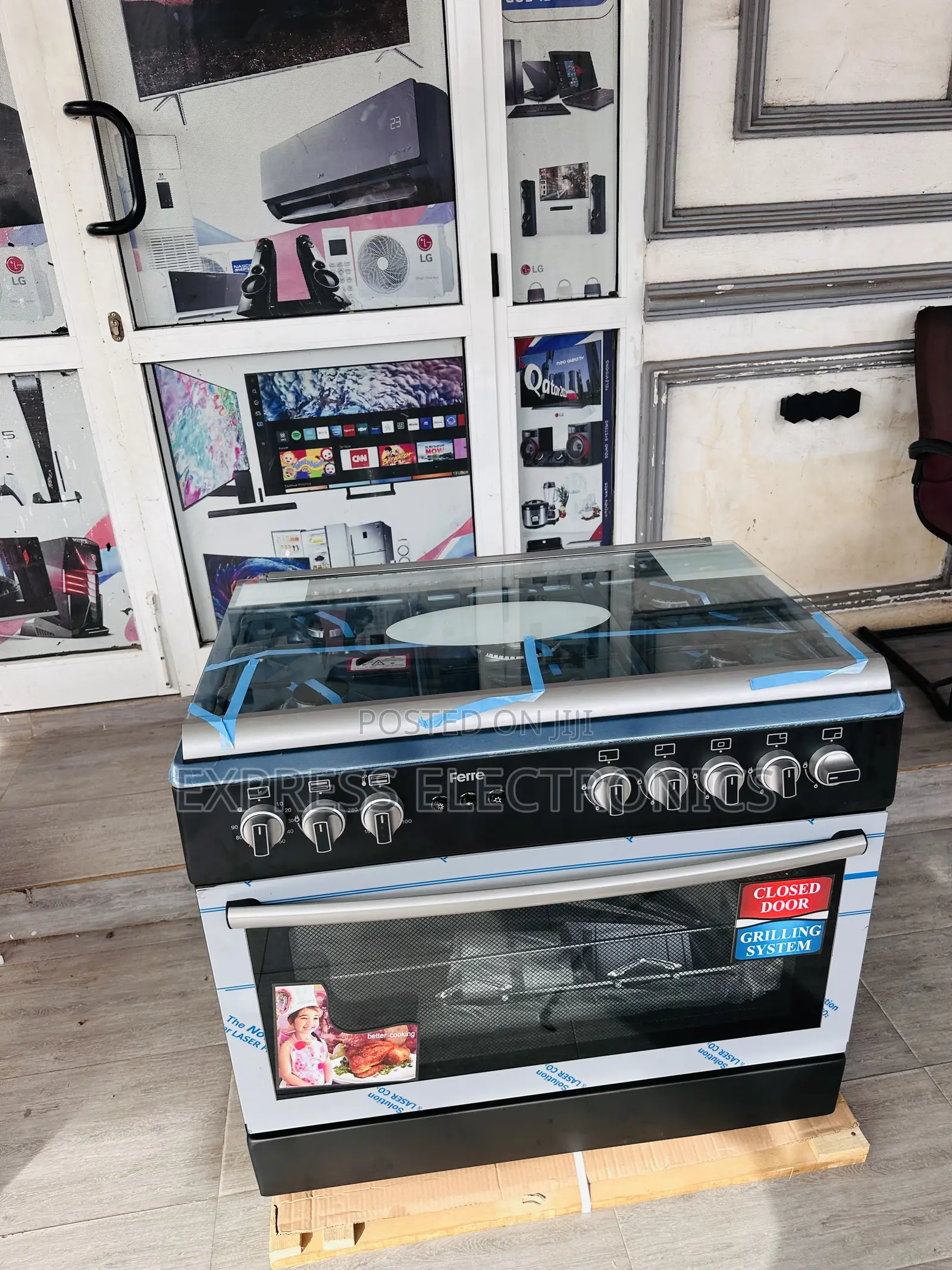 Classic and Best 5burner Black Gas Cooker Oven 60/90