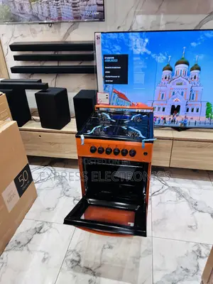 Unique Design Orange 4burner 50/50 Oven Grill