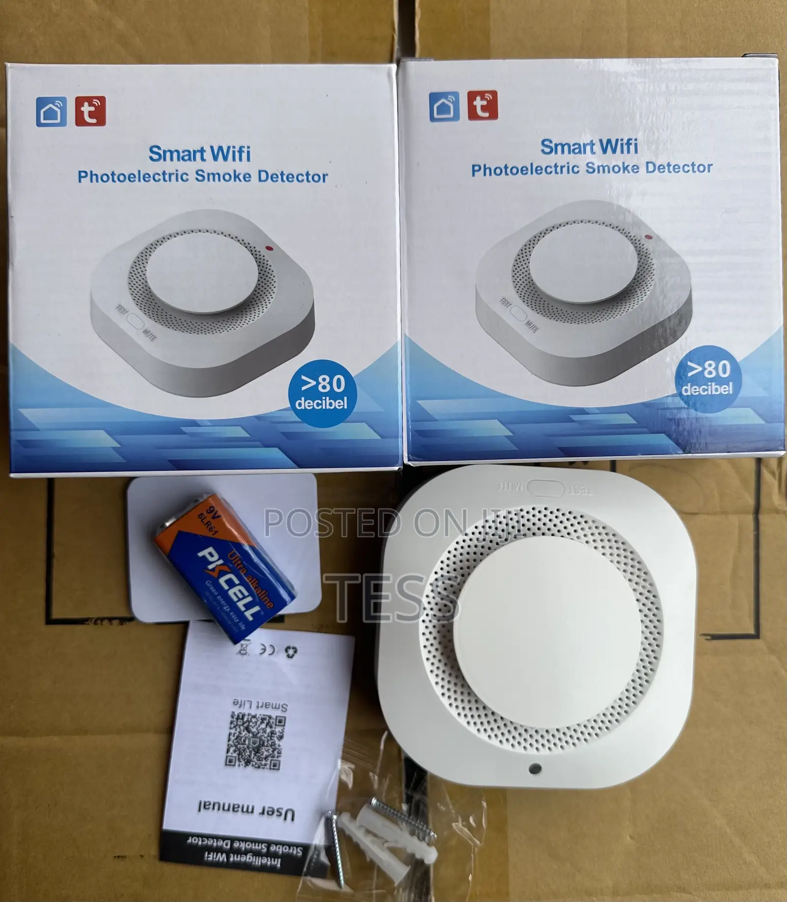 Smoke Detector Wifi Tuya Smart App With 9v Battery.