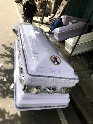 All White Casket With Ash Handles. High Finishing Work