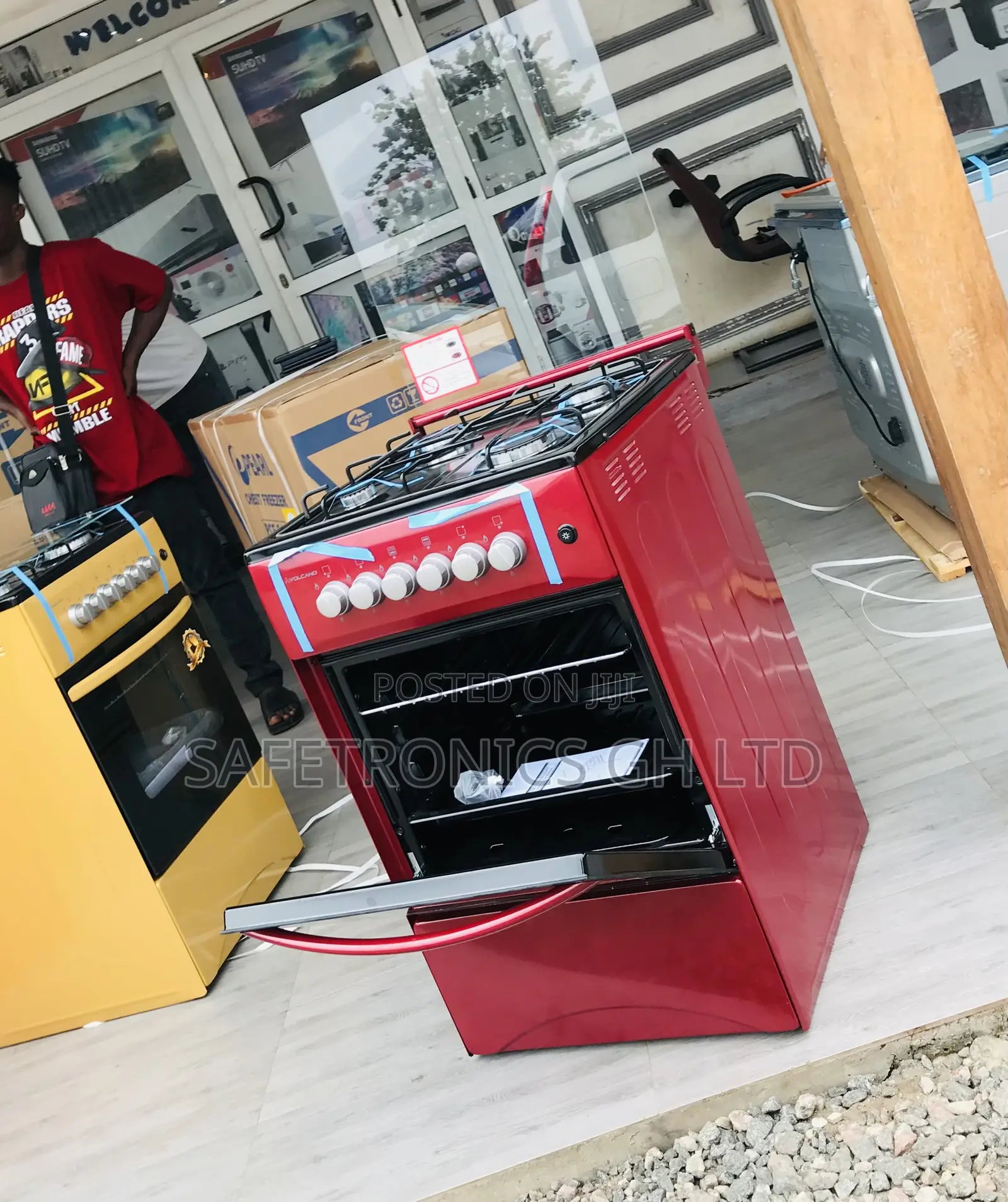 Sealed 4 Burner Gas Oven With Grill Volcano 50by50 Red 