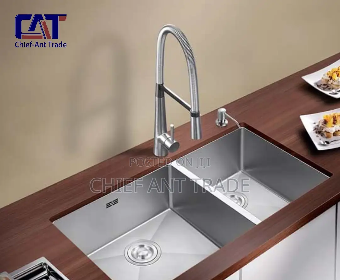 Double Silver Sink + Accessories. 7843