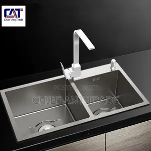 Double Silver Sink + Accessories. 7843
