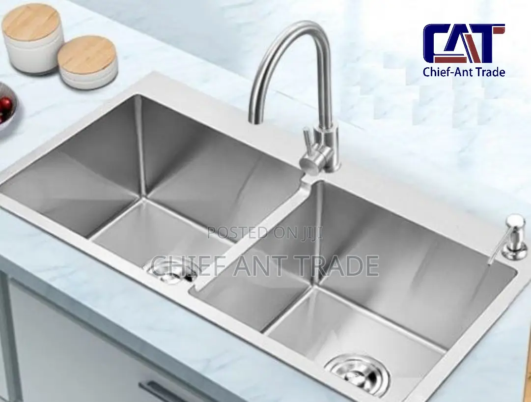 Double Silver Sink + Accessories. 7843
