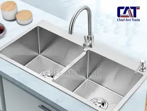 Double Silver Sink + Accessories. 7843
