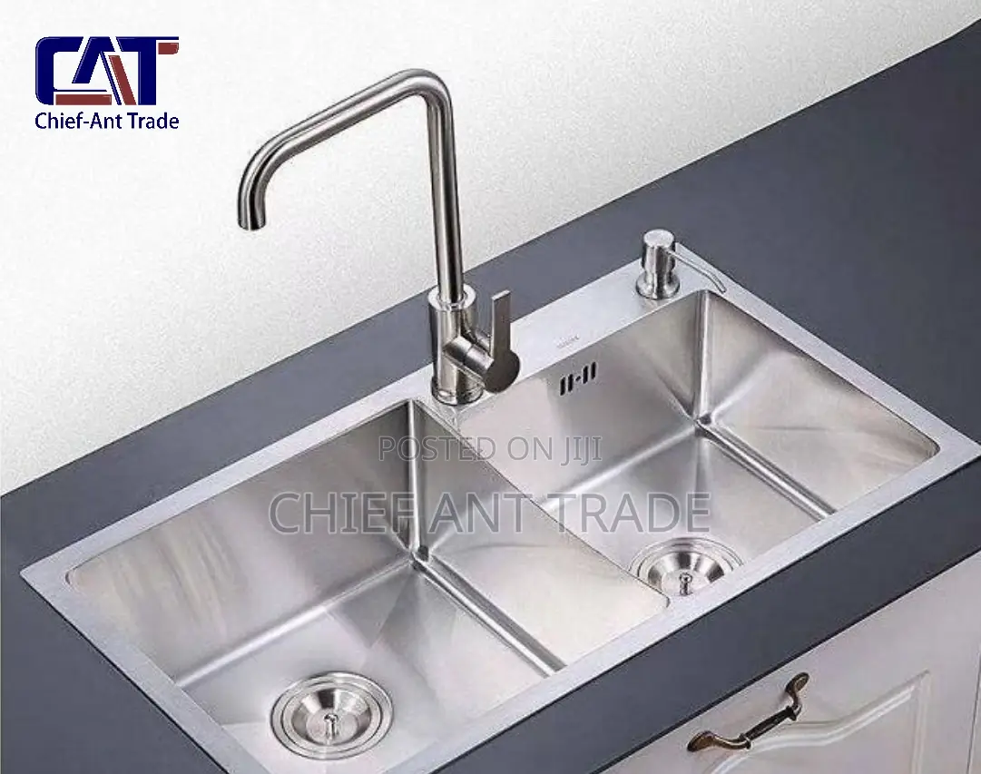 Double Silver Sink + Accessories. 7843