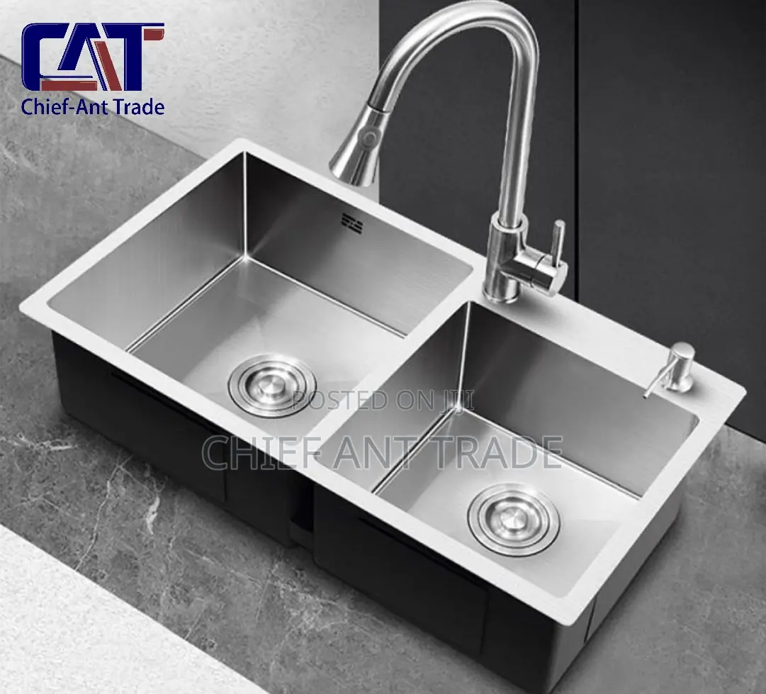 Double Silver Sink + Accessories. 7843