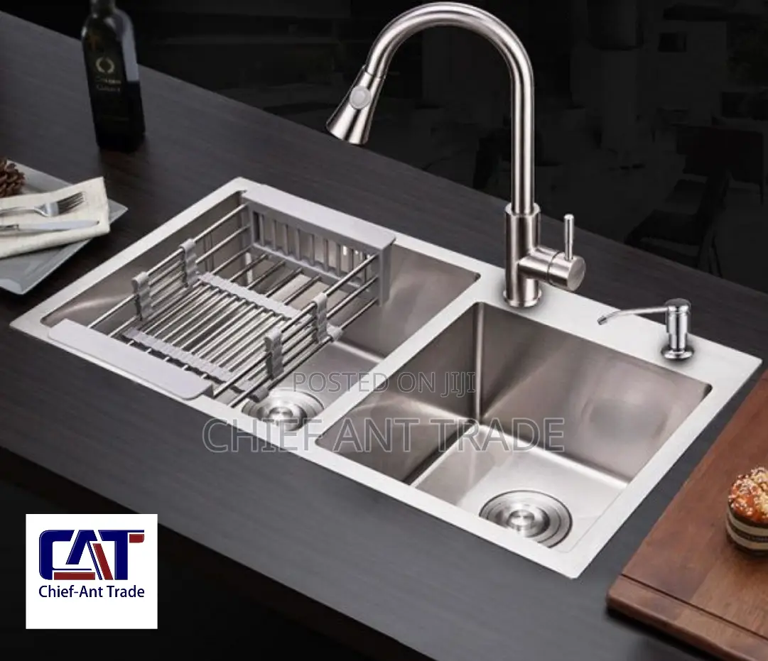 Double Silver Sink + Accessories. 7843
