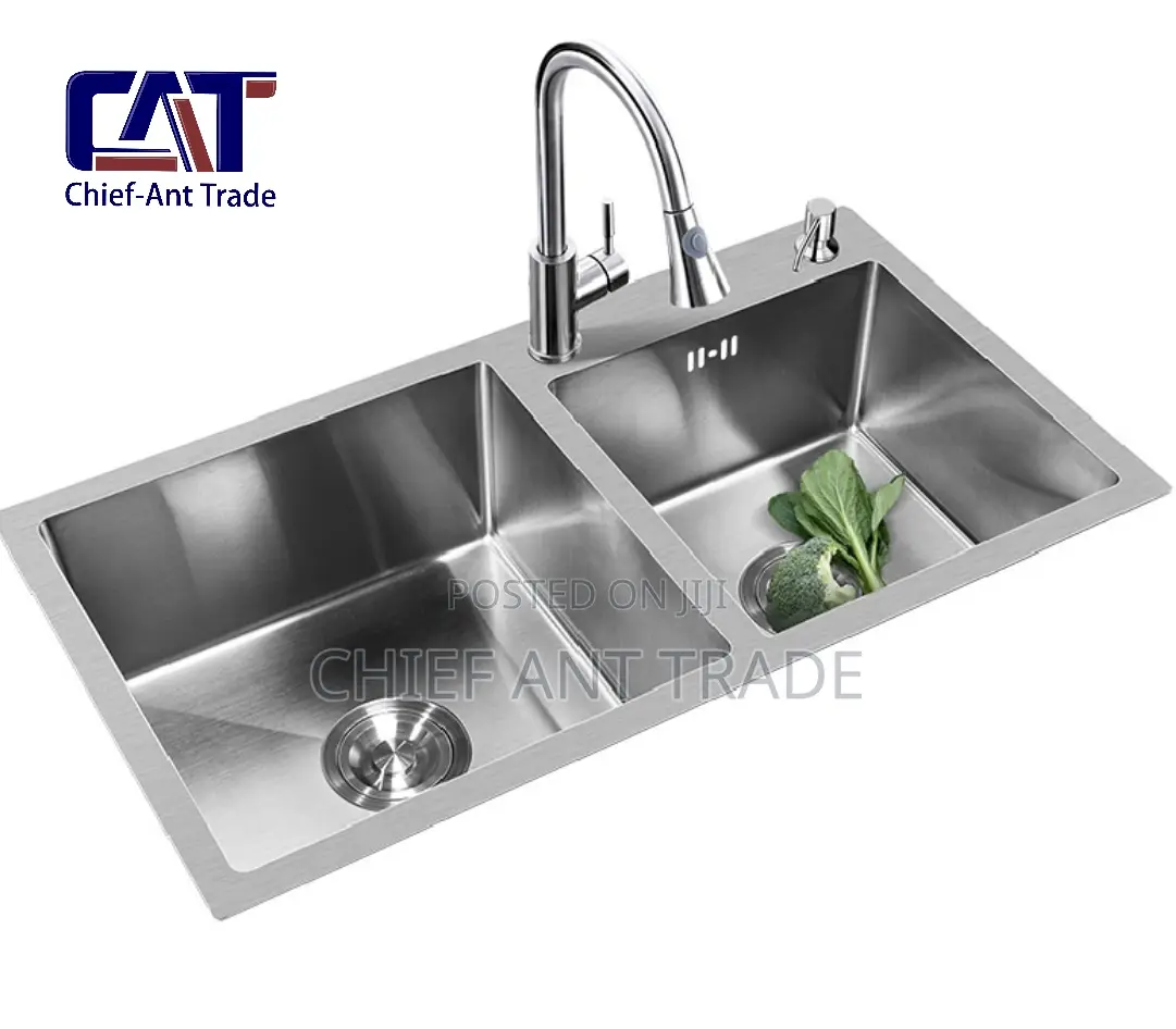 Double Silver Sink + Accessories. 7843