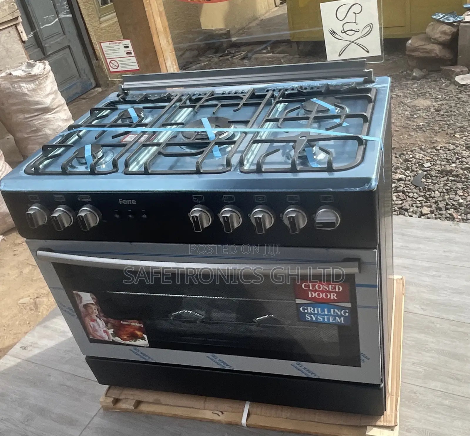 5 Black Gas Cooker Oven With Grill 60by90 Ferre