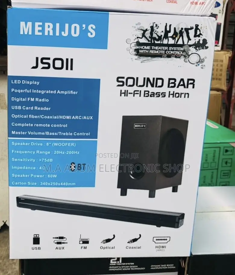 Energy Efficient Merijo Bluetooth Sound Bar(3.1ch)300watt.