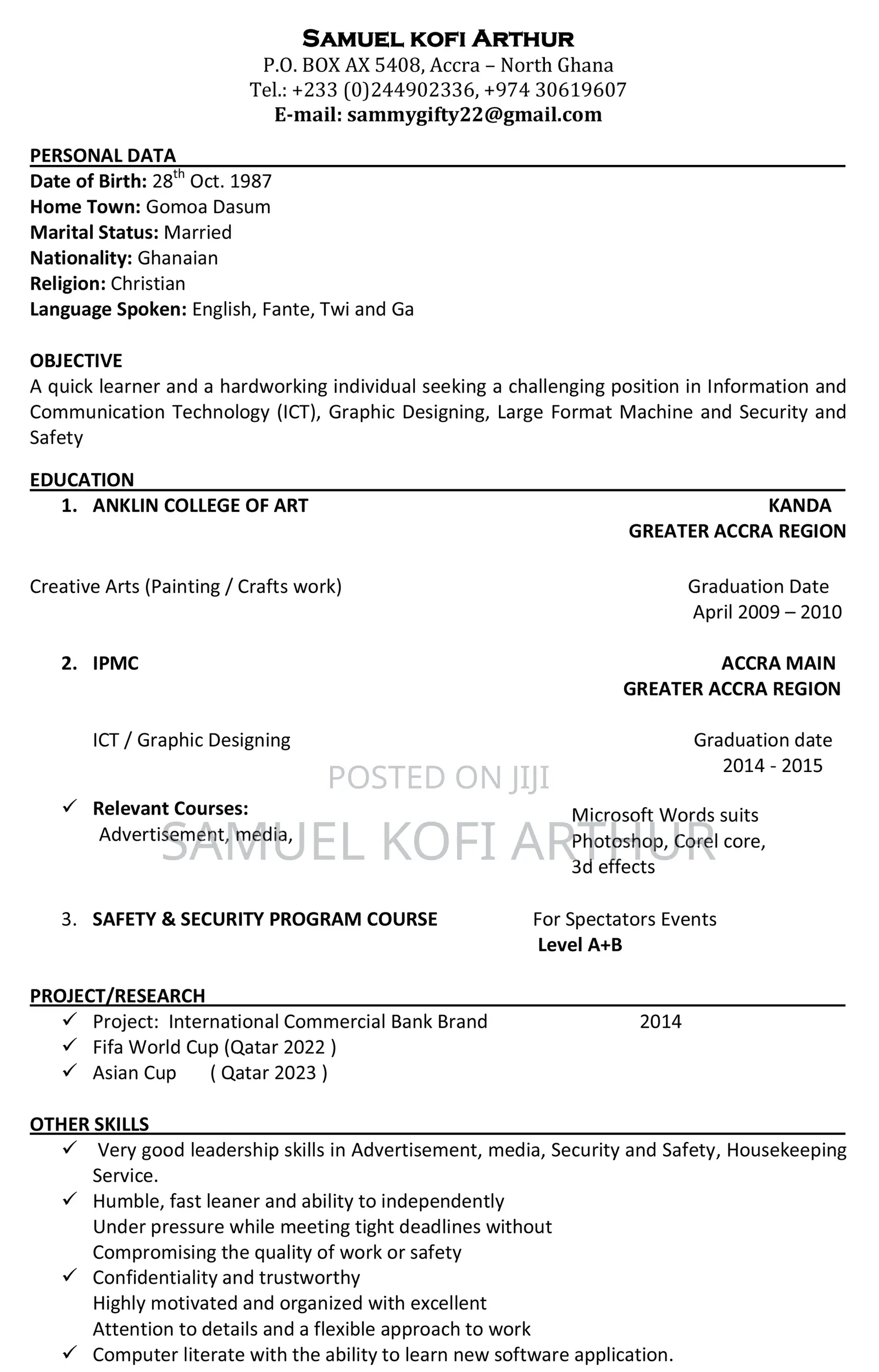 Computing IT CV