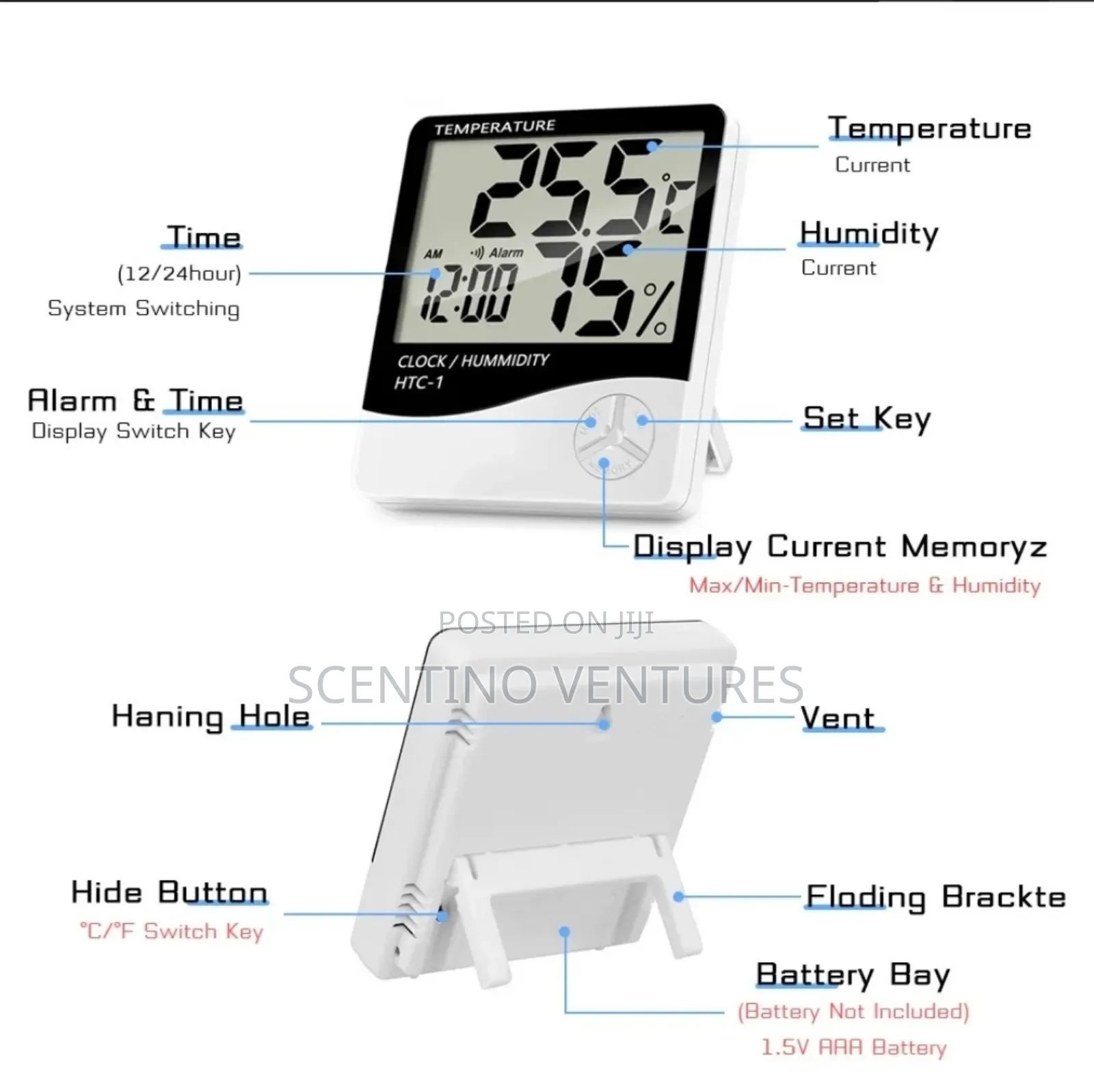 LCD Electronic Digital Thermometer Hygrometer Humidity Meter