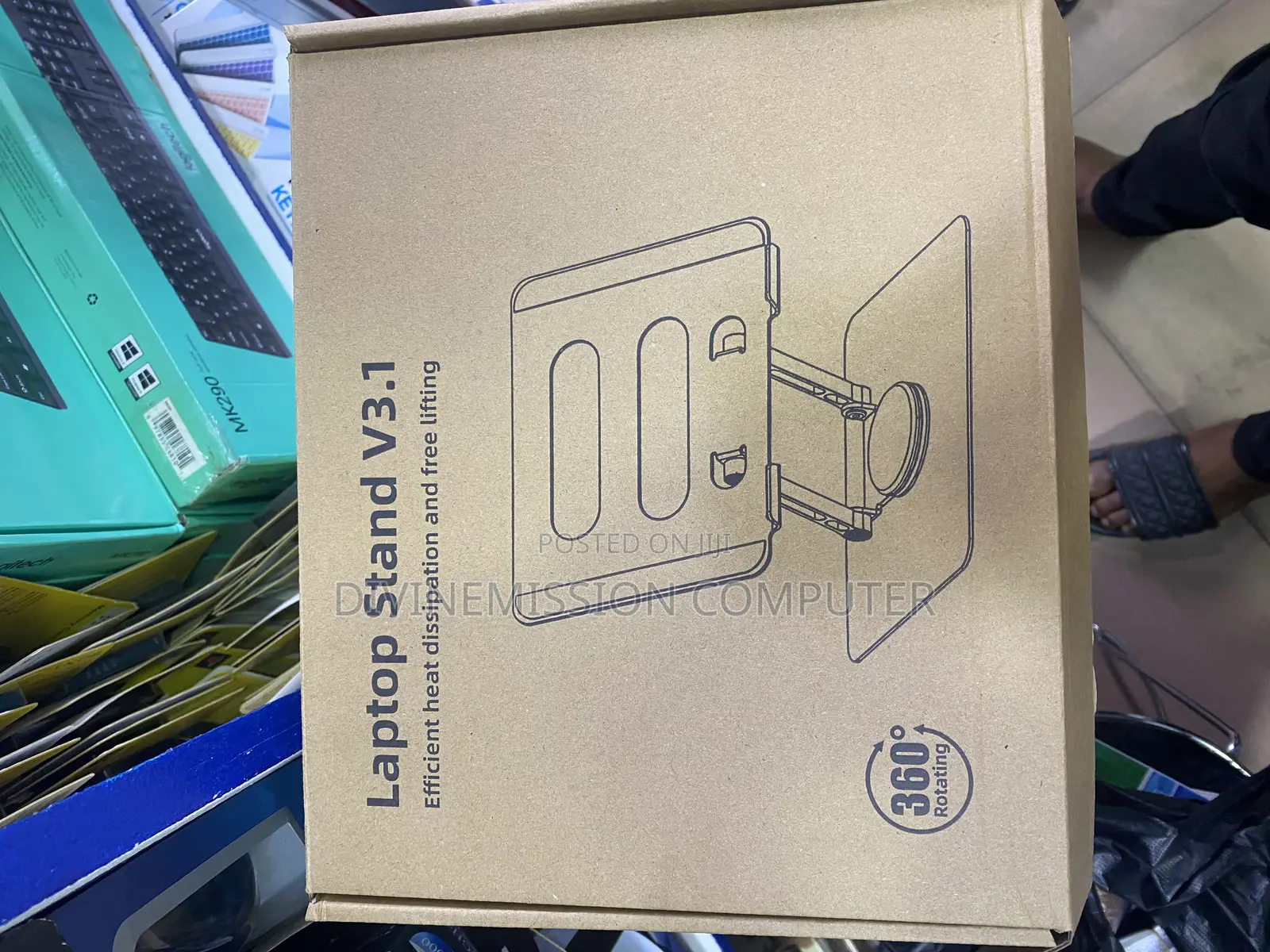 Aluminum Laptop Stand V3.1, It Can Turn 360 Rotation.